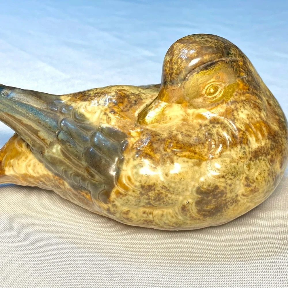 Ceramic Figurine Nesting Bird Duck 6.5”L